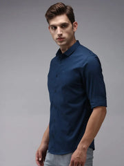 Men Blue Solid Casual Shirt-BOLDPLAINE-1620-Teal