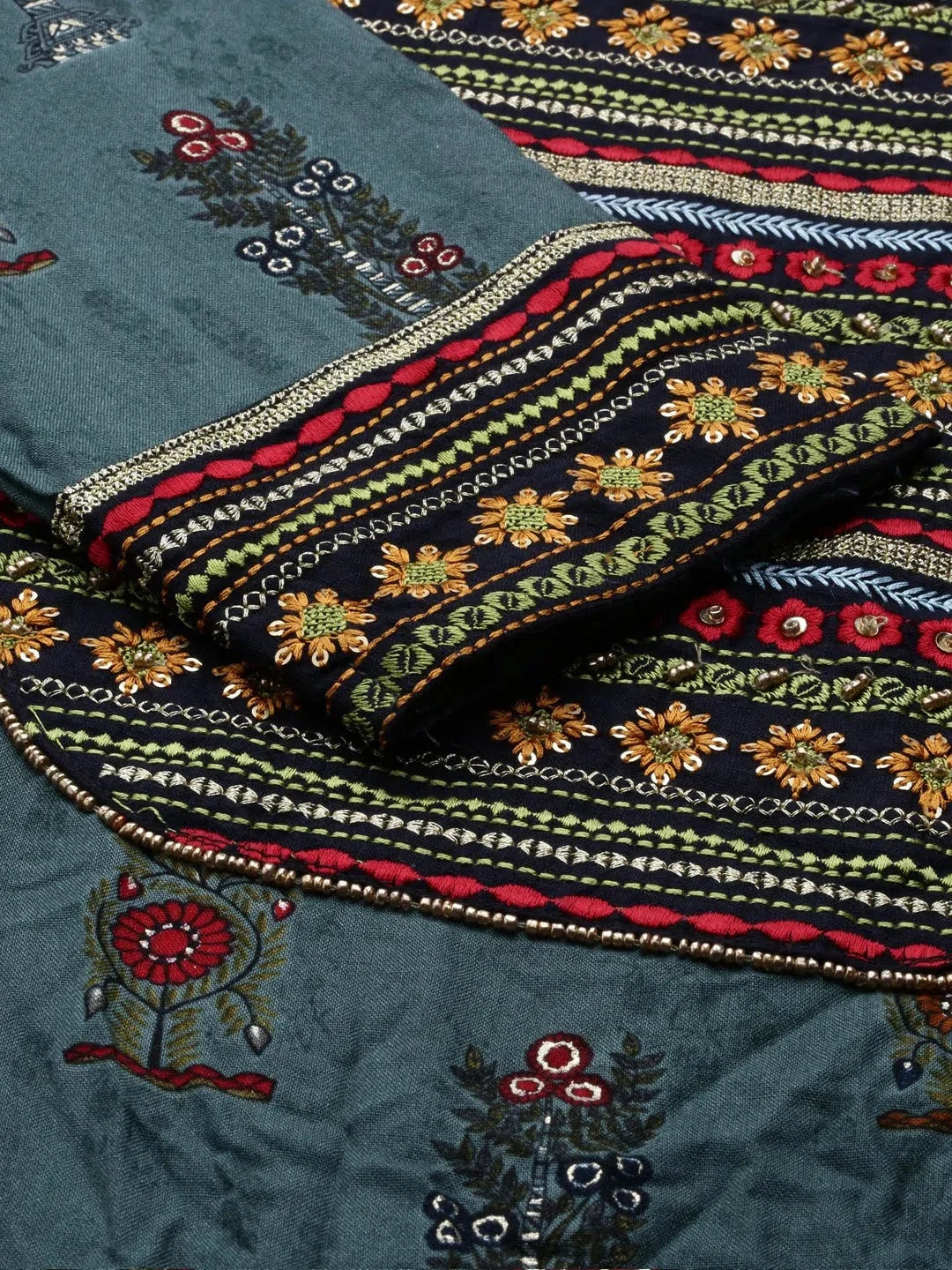 Teal Printed Women's Kurta Set | Ethnic Cotton Kurta Sets