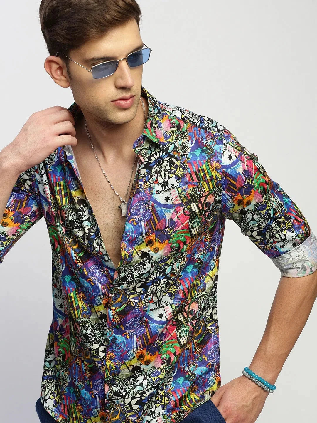 Men's Multi Printed Cotton Shirt | Casual Printed Shirt