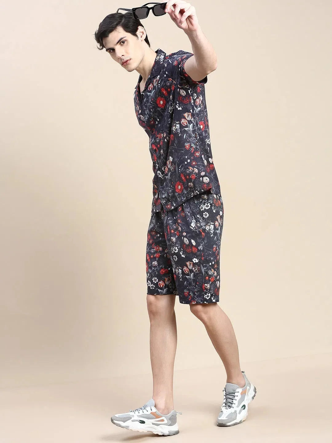 Black Printed Mens Co Ord Sets - Two Piece Casual Sets