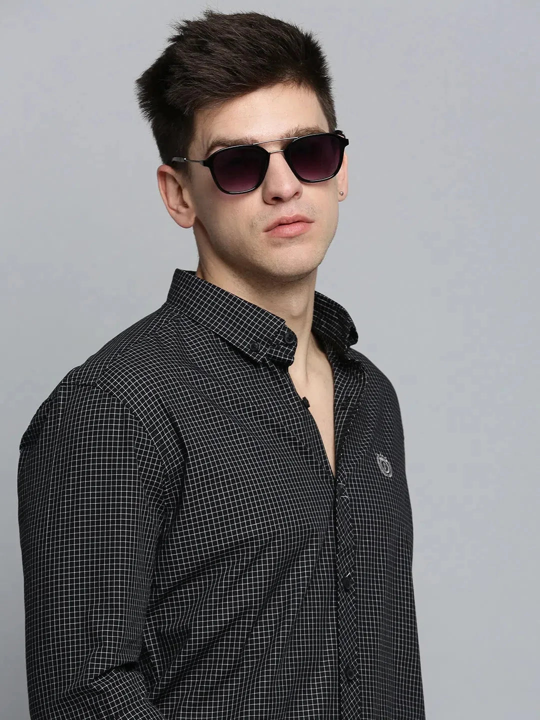 Black Checked Mens Shirt - DesiQlo Cotton Casual Shirt
