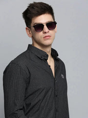 Men Black Checked Casual Shirt-TRISTANCHECKS-4308-Black