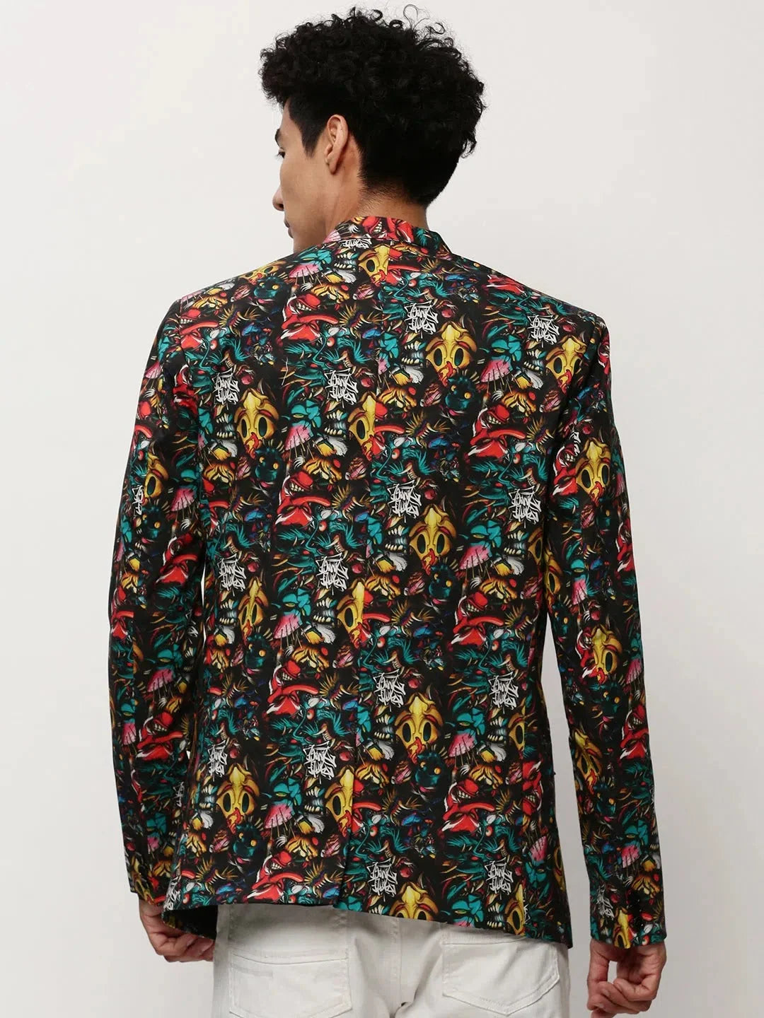 Black Printed Cotton Modi Jacket | Men's Ethnic Wear