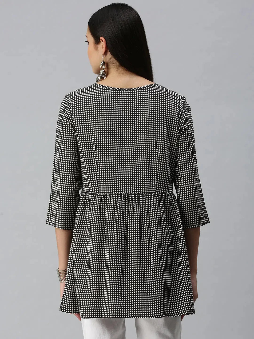Black Checked Kurti - Women's A-Line Indian Kurta for Sale