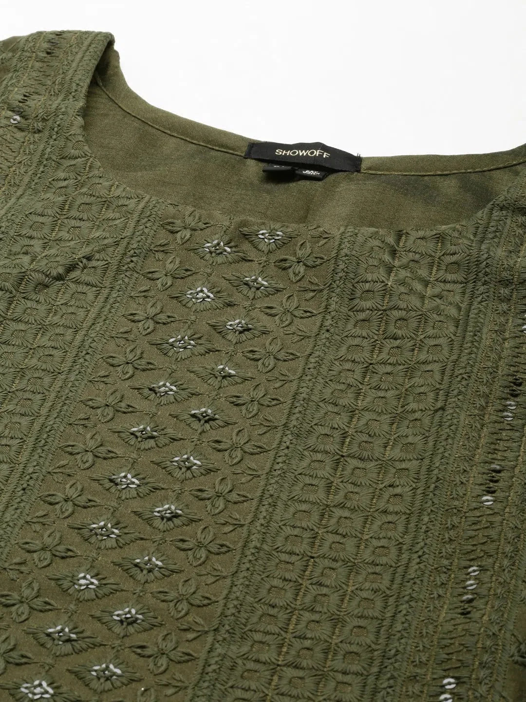 Olive Women's Kurta Sets | Solid Polyester Indian Kurta Sets