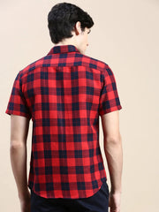 Men Red Checked Casual Shirt-WILLACHECKS-101-Red