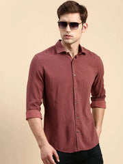 Men Mauve Printed Casual Shirt-COREPRINT-5425-Mauve