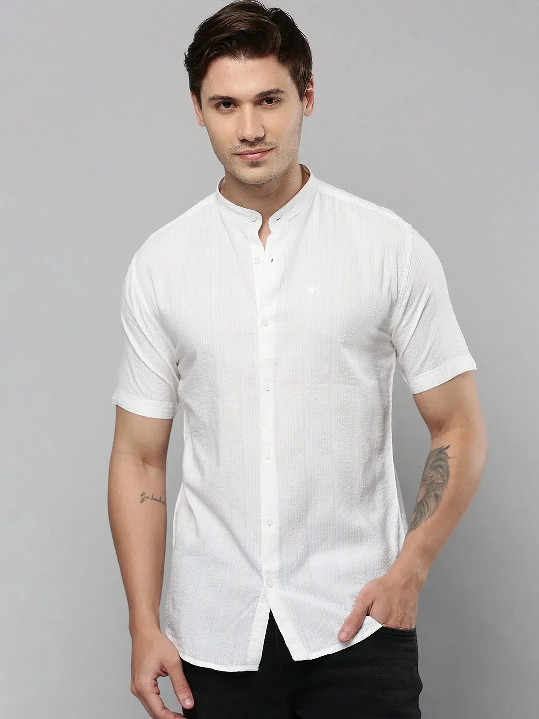 Shop White Cotton Mens Shirt - Solid Casual Shirt | DesiQlo