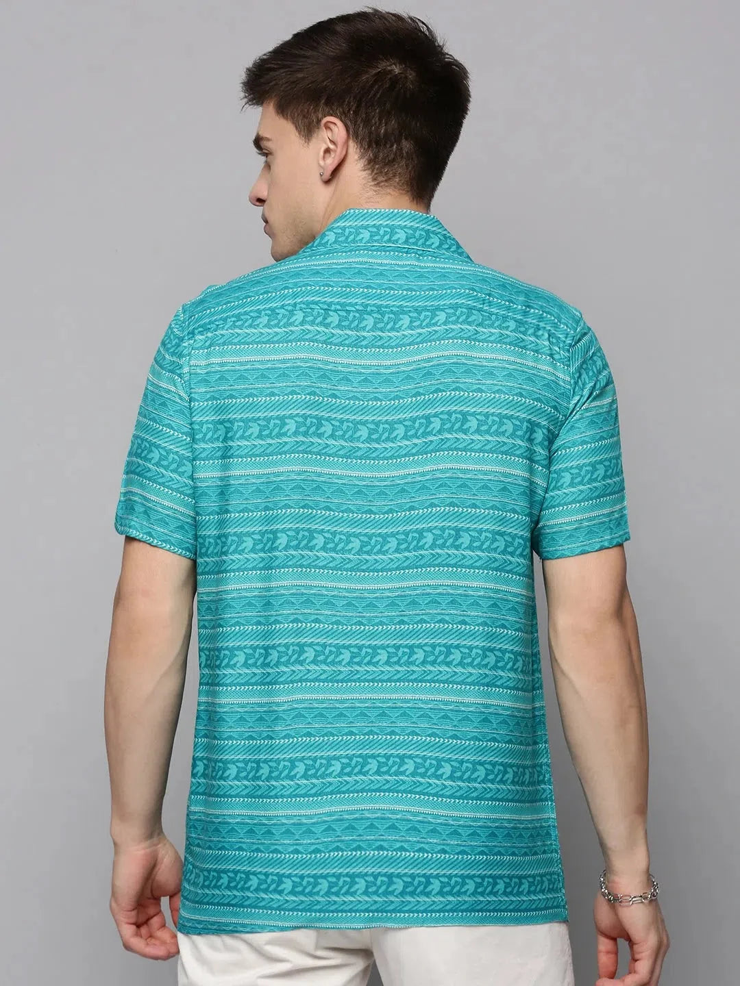 Men's Blue Printed Viscose Shirt | Casual Resort Style