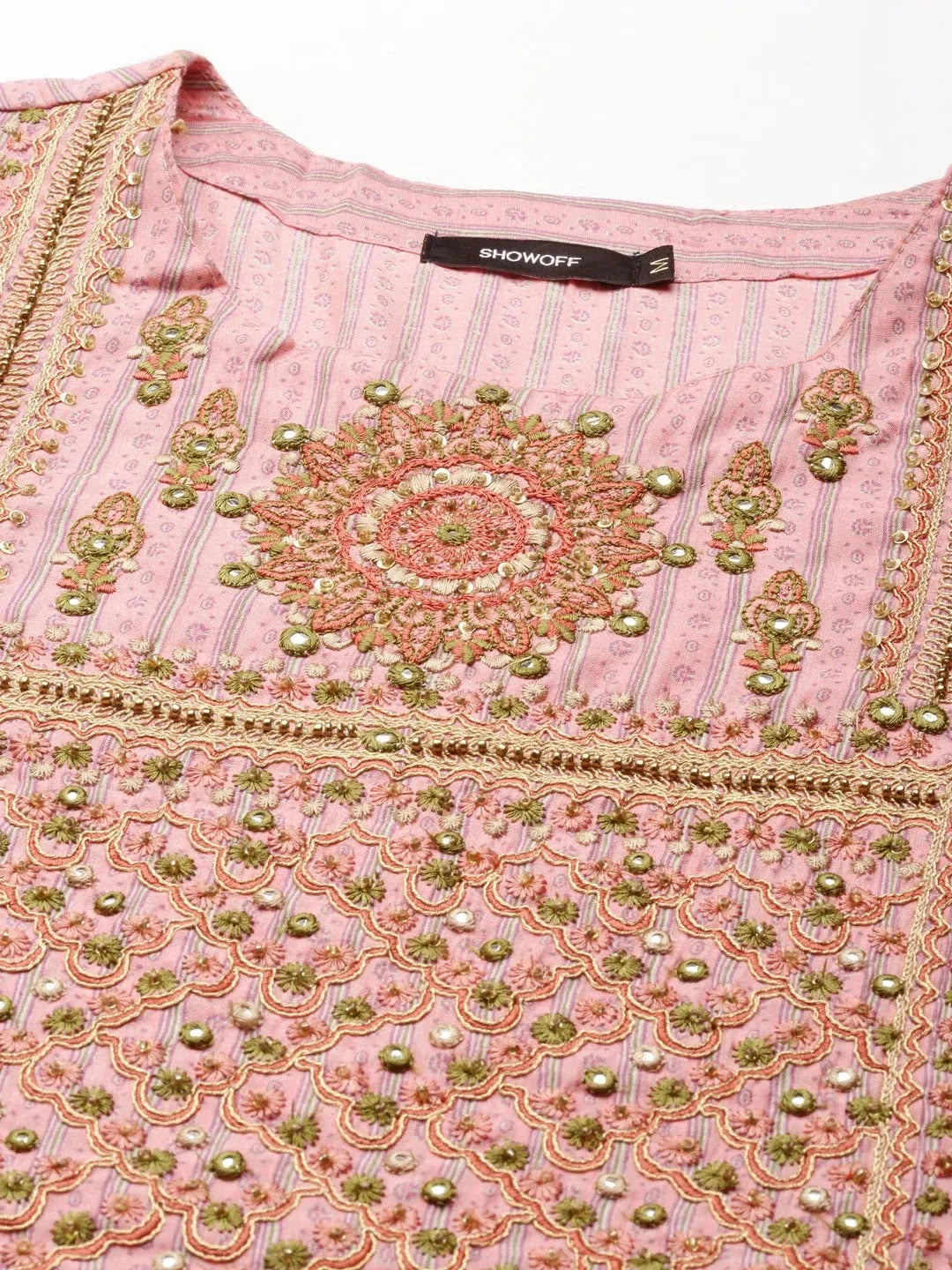 Pink Embroidered Kurta - Elegant Indian Kurta Ladies Online