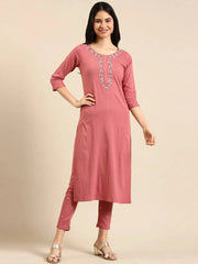 Women's Pink Solid Kurta SetKC-3310-Pink