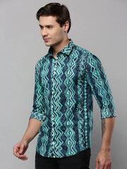 Men Green Printed Casual Shirt-RTRPRINT-4835-Green