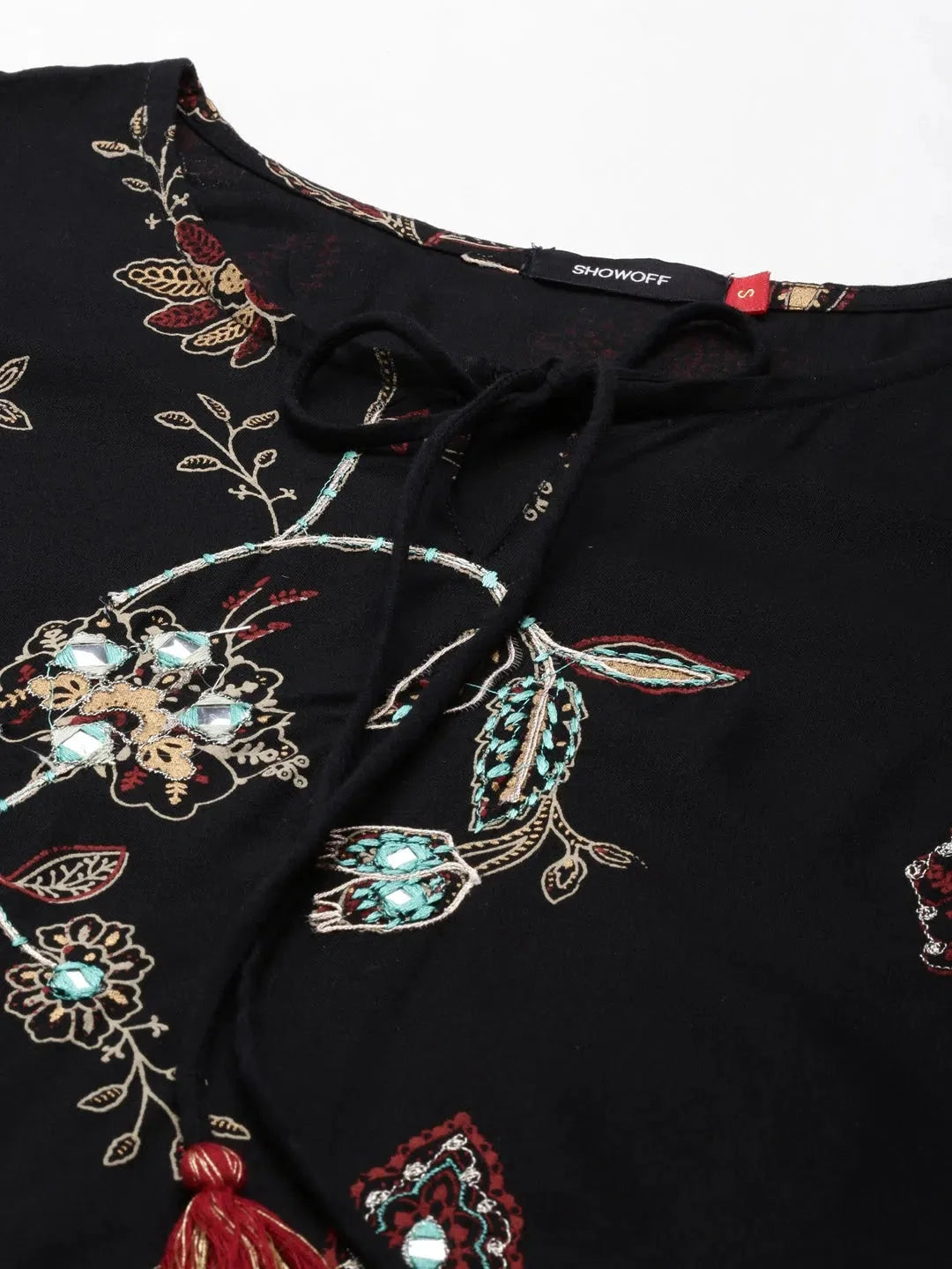 Black Printed Kurta - Women's Cotton Indian Kurtas Online Now