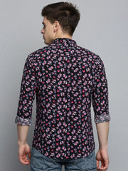 Men Black Printed Casual Shirt-ZEETAPRINT-1840-Black