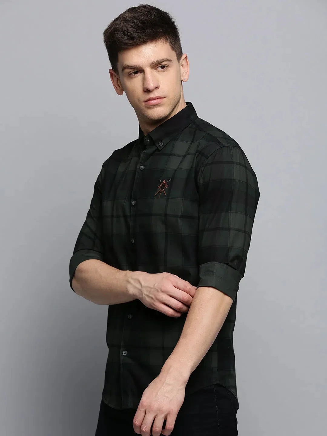 Green Checked Mens Shirt | Cotton Casual Shirts