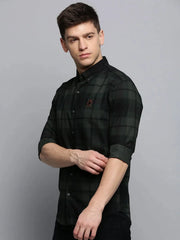 Men Green Checked Casual Shirt-RAFFLERIMPORTCHECKS-4749-Green
