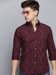 Men Red Printed Casual Shirt-EVMOSPRINTS-2058-Maroon