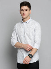Men White Printed Casual Shirt-EVMOSPRINTS-2050-White