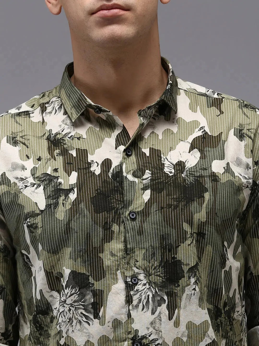 Men's Green Printed Shirt - Casual Cotton Shirt Online