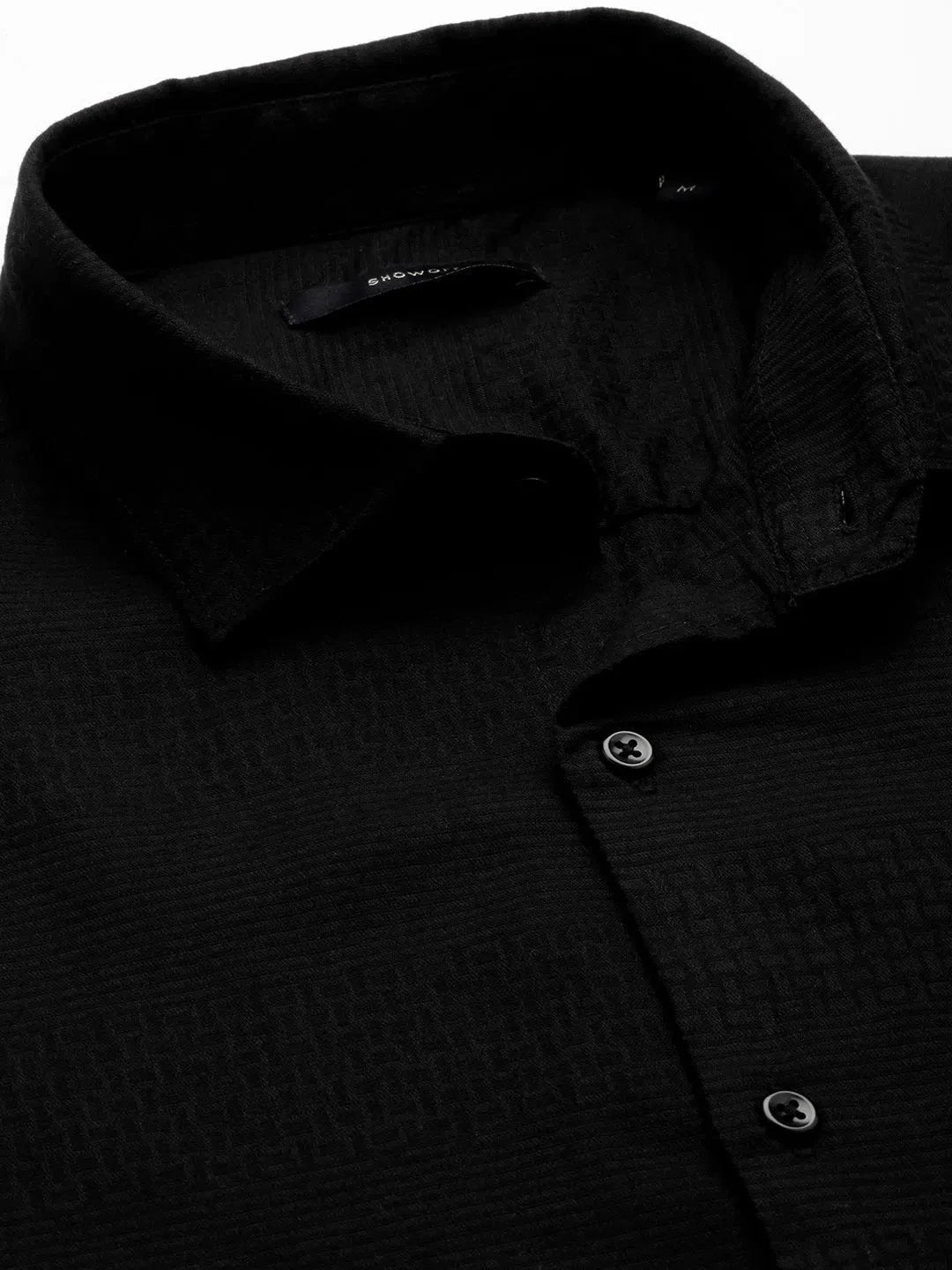 Black Solid Cotton Mens Shirt | Classic Casual Style