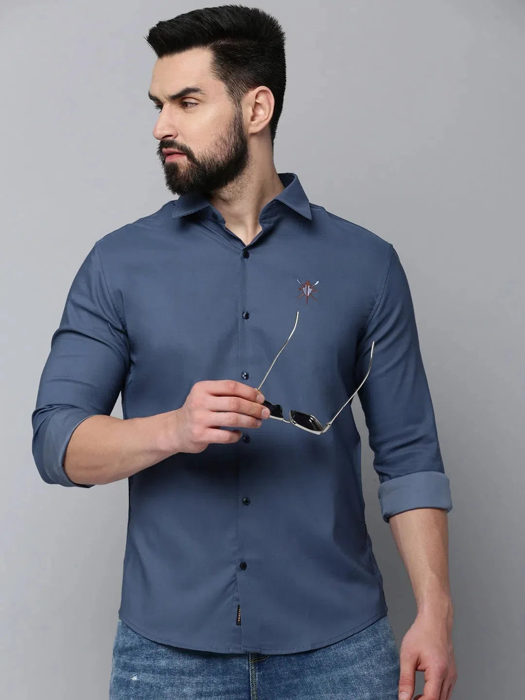 Teal Cotton Mens Shirt | Solid Casual Shirts by DesiQlo