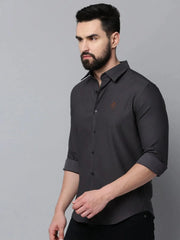 Men Grey Solid Casual Shirt-SHOPPEIMPORT-5232-Grey