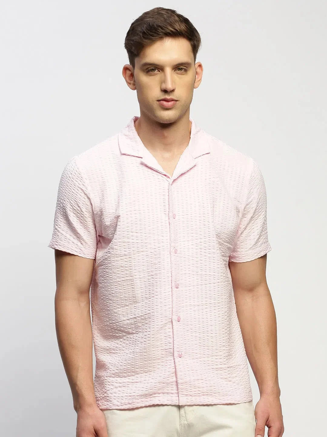 Men's Pink Solid Cotton Shirt | DesiQlo Formal Shirts