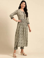 Women's Olive Printed Kurta SetKC-810-Olive