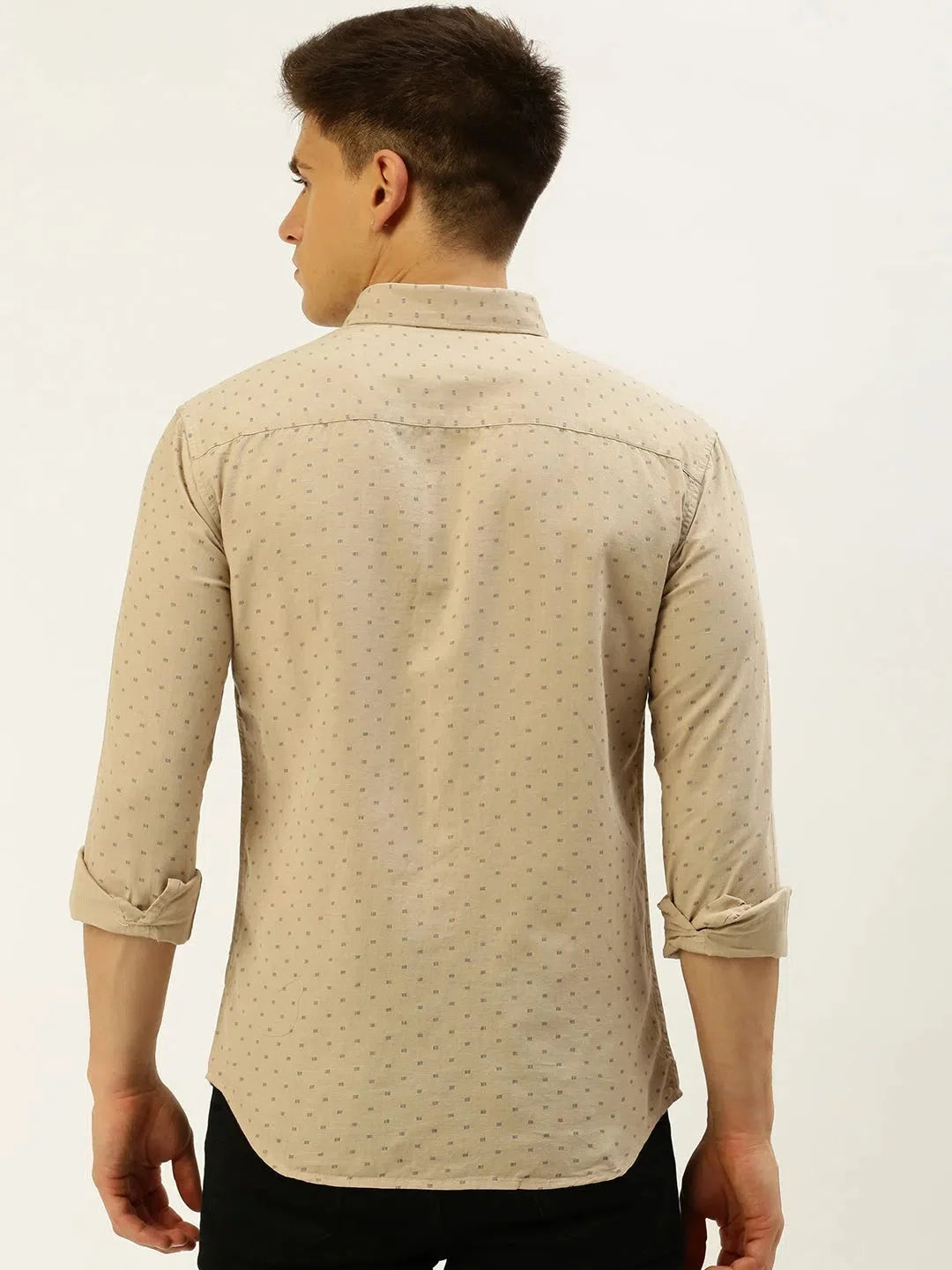 Beige Linen Printed Shirt for Men - Casual Style | DesiQlo