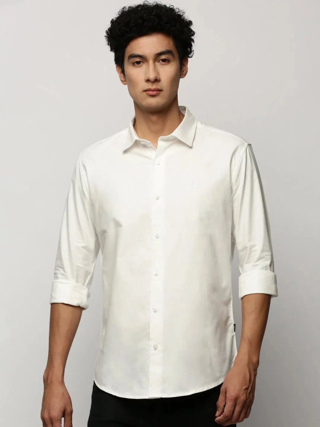 Trendy Men's White Solid Cotton Shirt | DesiQlo Formal Shirts