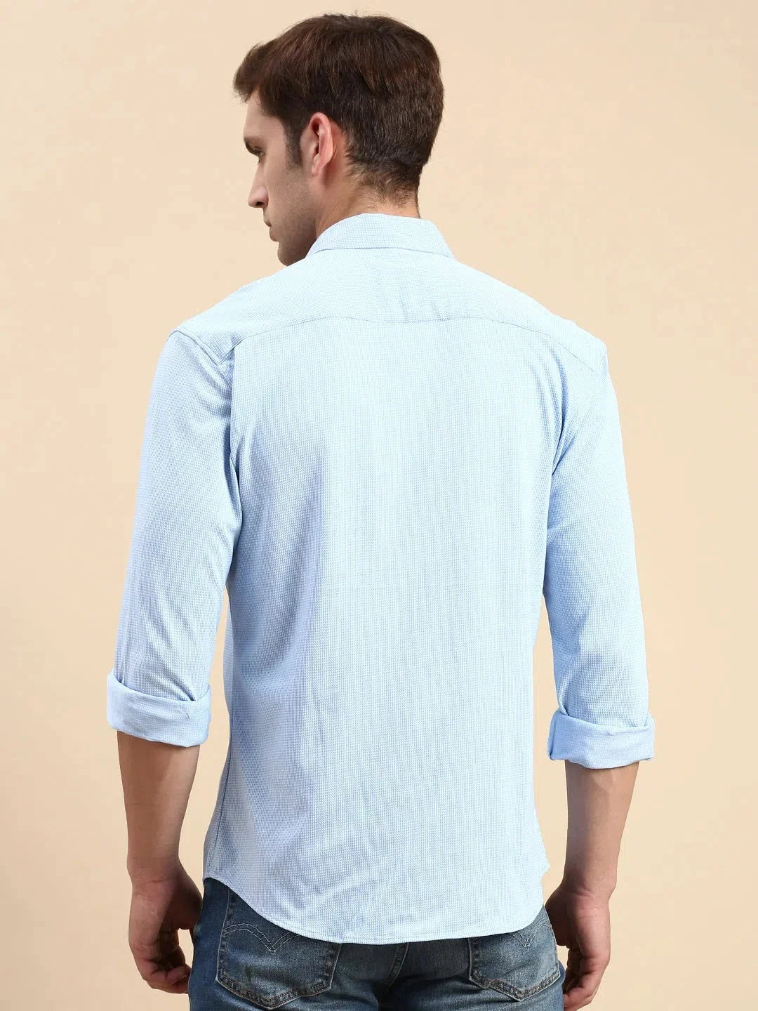 Blue Solid Cotton Shirt - Casual Mens Shirt | DesiQlo