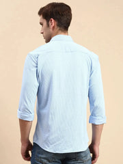 Men Blue Solid Casual Shirt-CELLOKNITS-4972-Blue