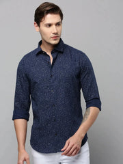 Men Navy Printed Casual Shirt-ELICAPRINT-4820-Navyblue
