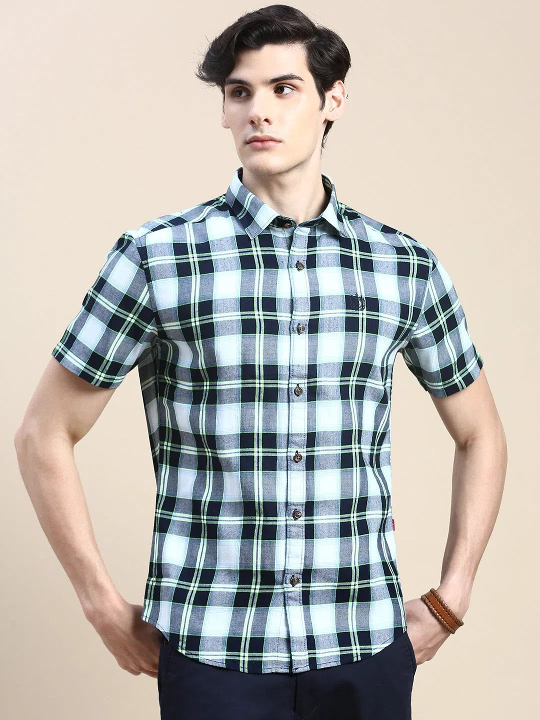 Mens Multi Checked Shirt - Cotton Casual Shirt | DesiQlo