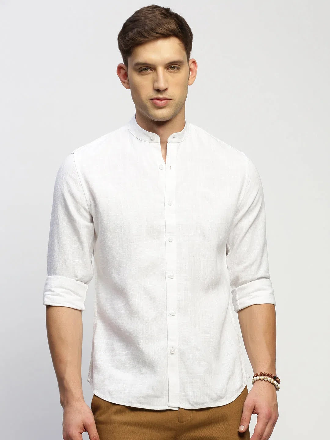 White Solid Cotton Mens Shirt - Classic Style | DesiQlo