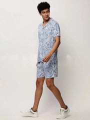 Men White Printed Casual Co ords-AM-98-16-White