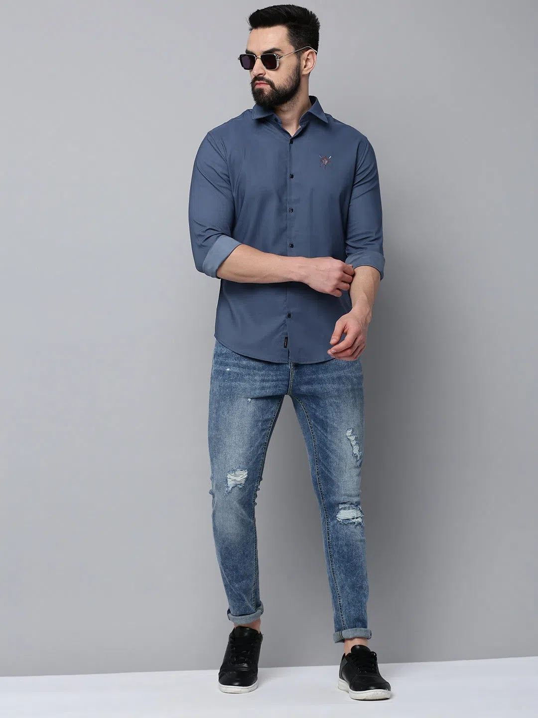 Teal Cotton Mens Shirt | Solid Casual Shirts by DesiQlo