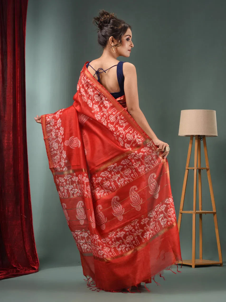 Red Handwoven Saree - Designer Sarees India