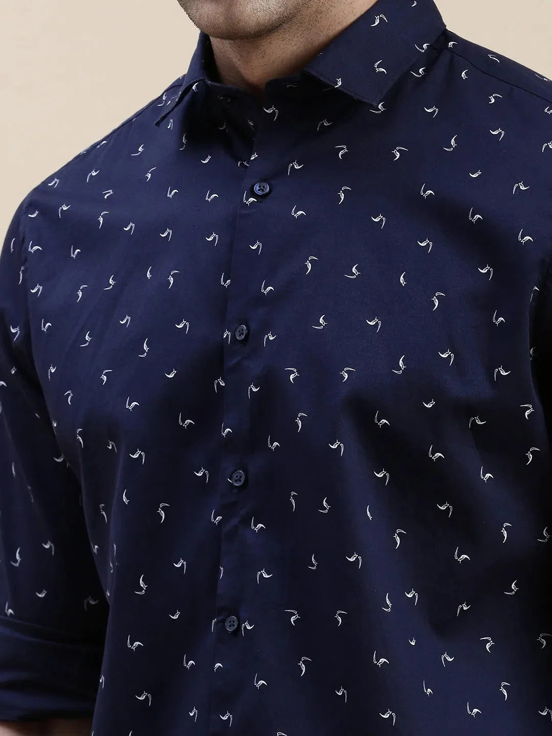 Navy Abstract Mens Shirt - Cotton Printed Shirt | DesiQlo