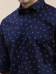 Men Navy Graphics Casual Shirt-STANLEY-5545-Navyblue