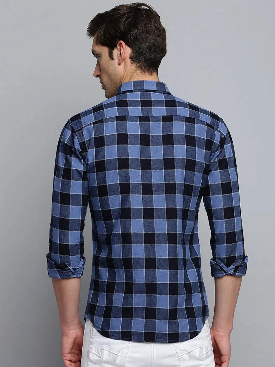 Shop Blue Checked Mens Shirt | Casual Cotton Shirt by DesiQlo