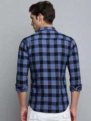 Men Blue Checked Casual Shirt-SOMNIUMCHECKS-2004-Blue