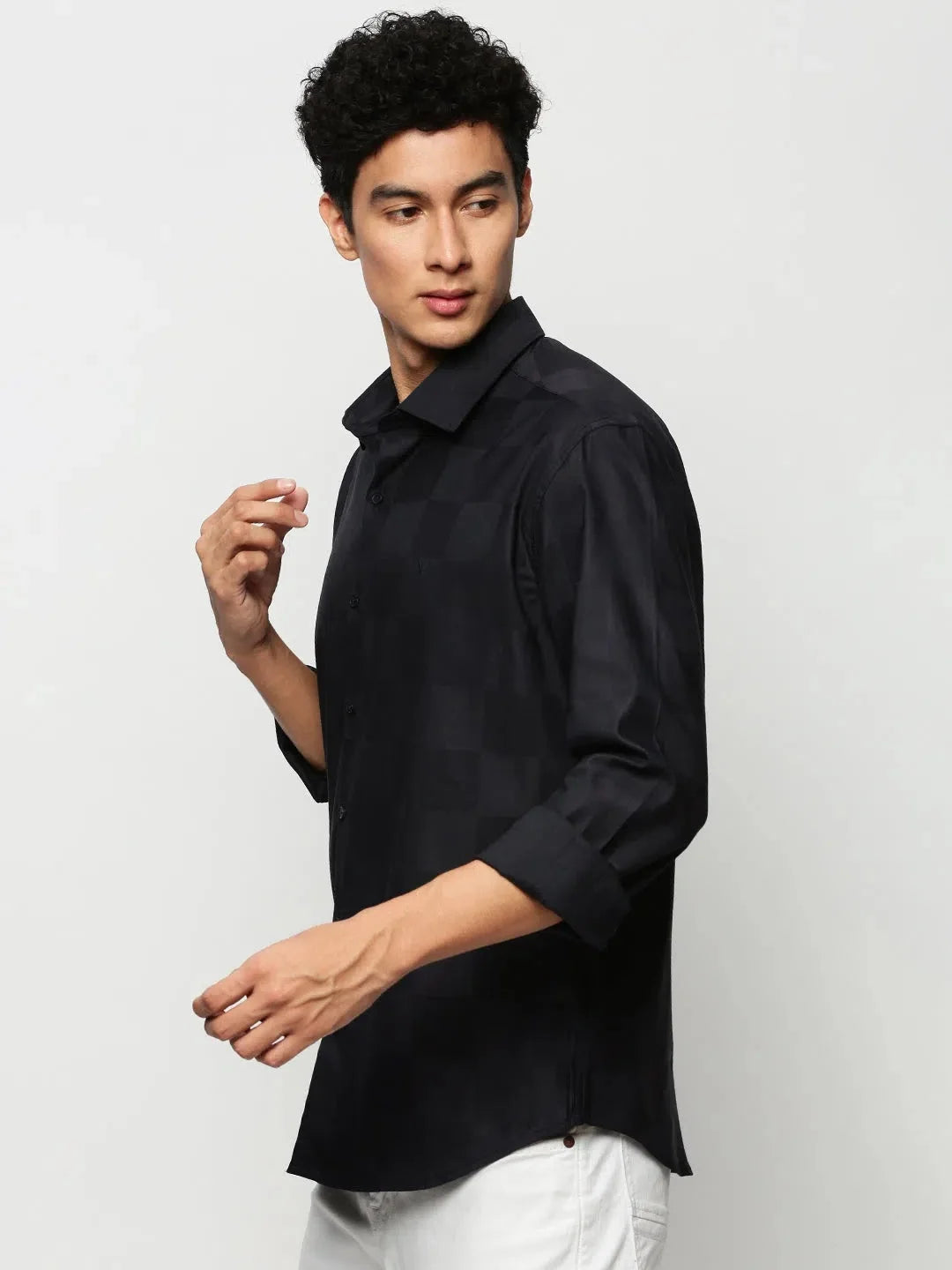 Navy Checked Cotton Mens Shirt - Casual Style | DesiQlo