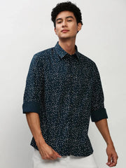 Men Teal Printed Casual Casual Shirts-YAYIN-1579-Teal