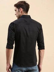 Men Black Solid Casual Shirt-CHERRY-0314-Black