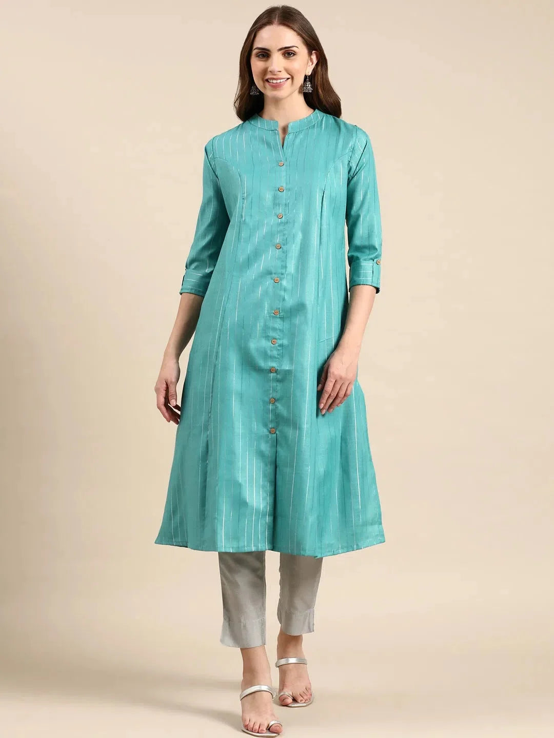 Sea Green Solid Kurta - Modern Indian Kurta Ladies Collection