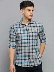 Men Grey Checked Casual Shirt-DALTONCHECKS-4091-Grey