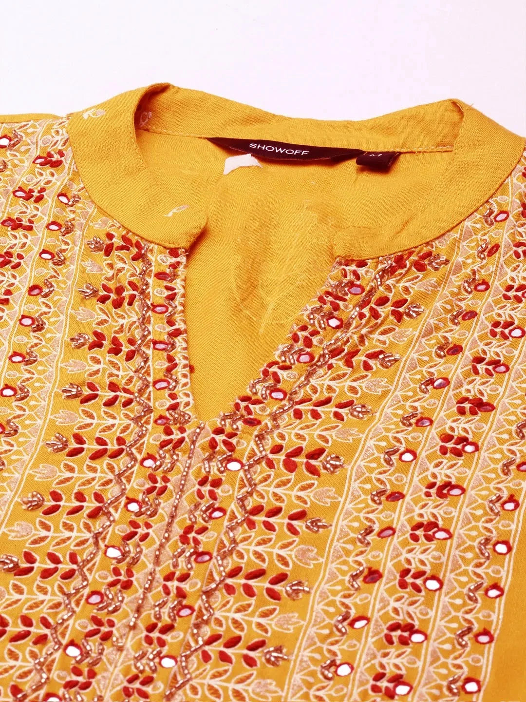 Mustard Printed Kurta Set | Cotton Women's Indian Kurta Sets