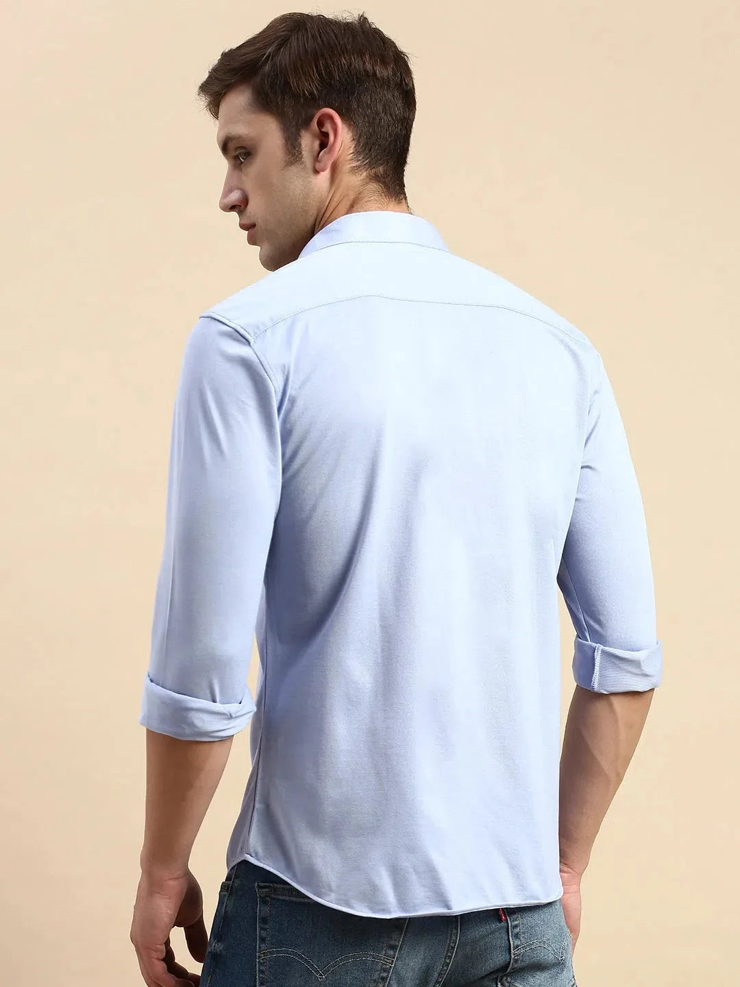 Blue Solid Cotton Mens Shirt | Casual Style DesiQlo