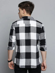 Men White Checked Casual Shirt-COLLINSCHECKS-4050-White